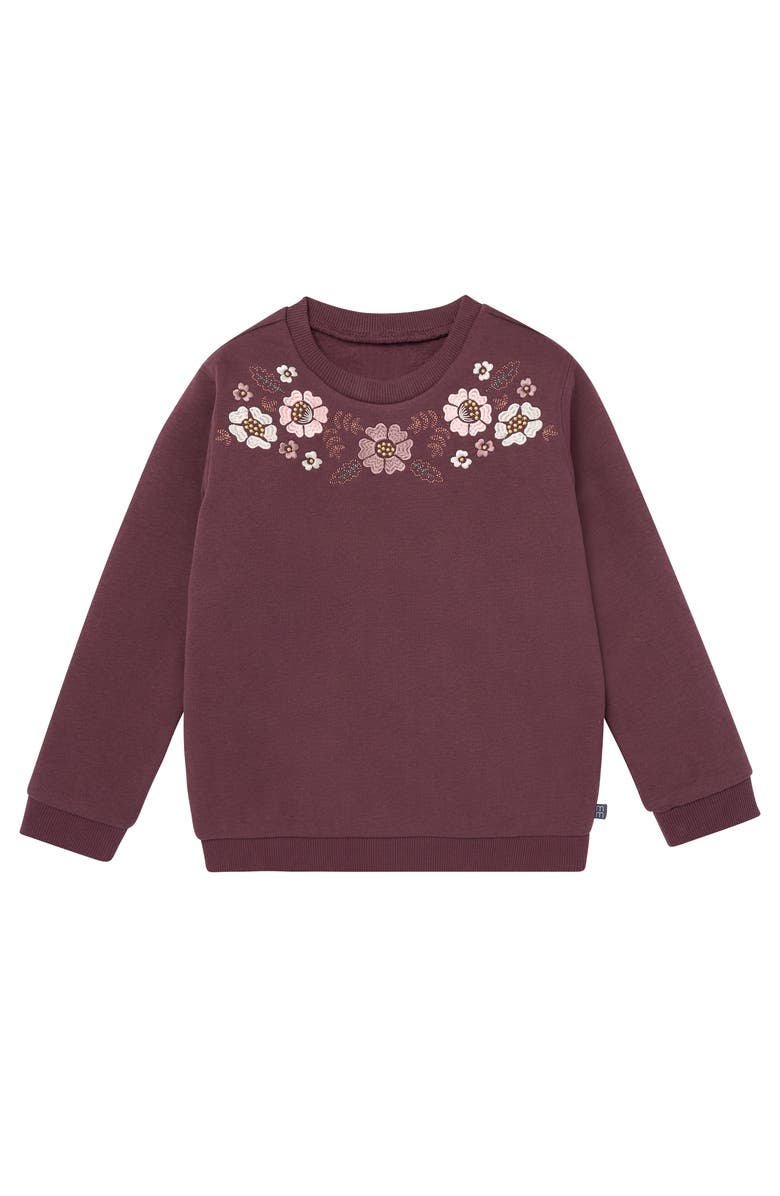 Modern Moments<sup
™</sup
 by Gerber Embroidered Floral Sweatshirt and Jogger Set, Alternate, color, Purple
