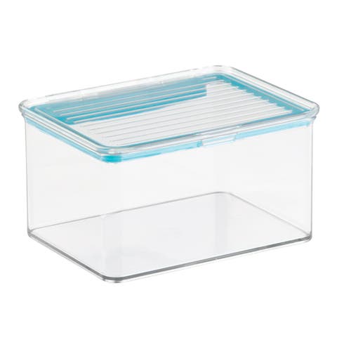 Plastic BPA-Free Pantry Food Storage Organizer Bin with Air-Tight Hinged Lid - Clear