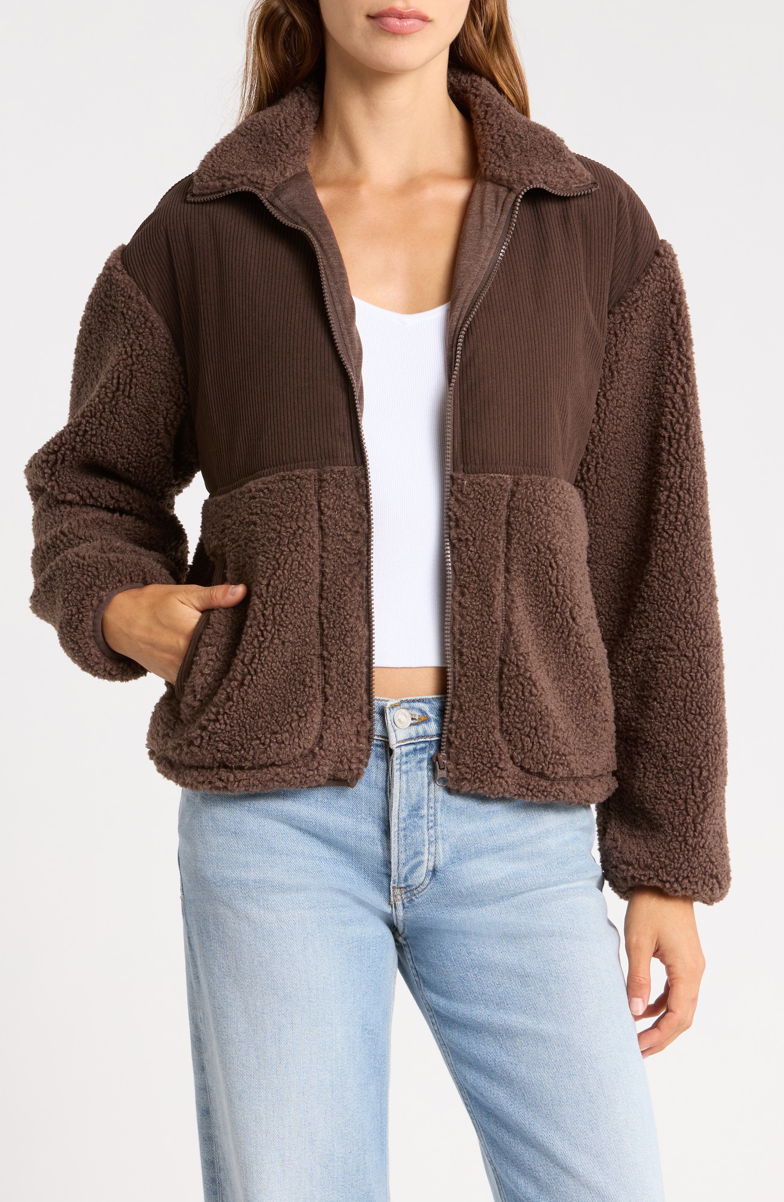 Corduroy & Faux Shearling Jacket