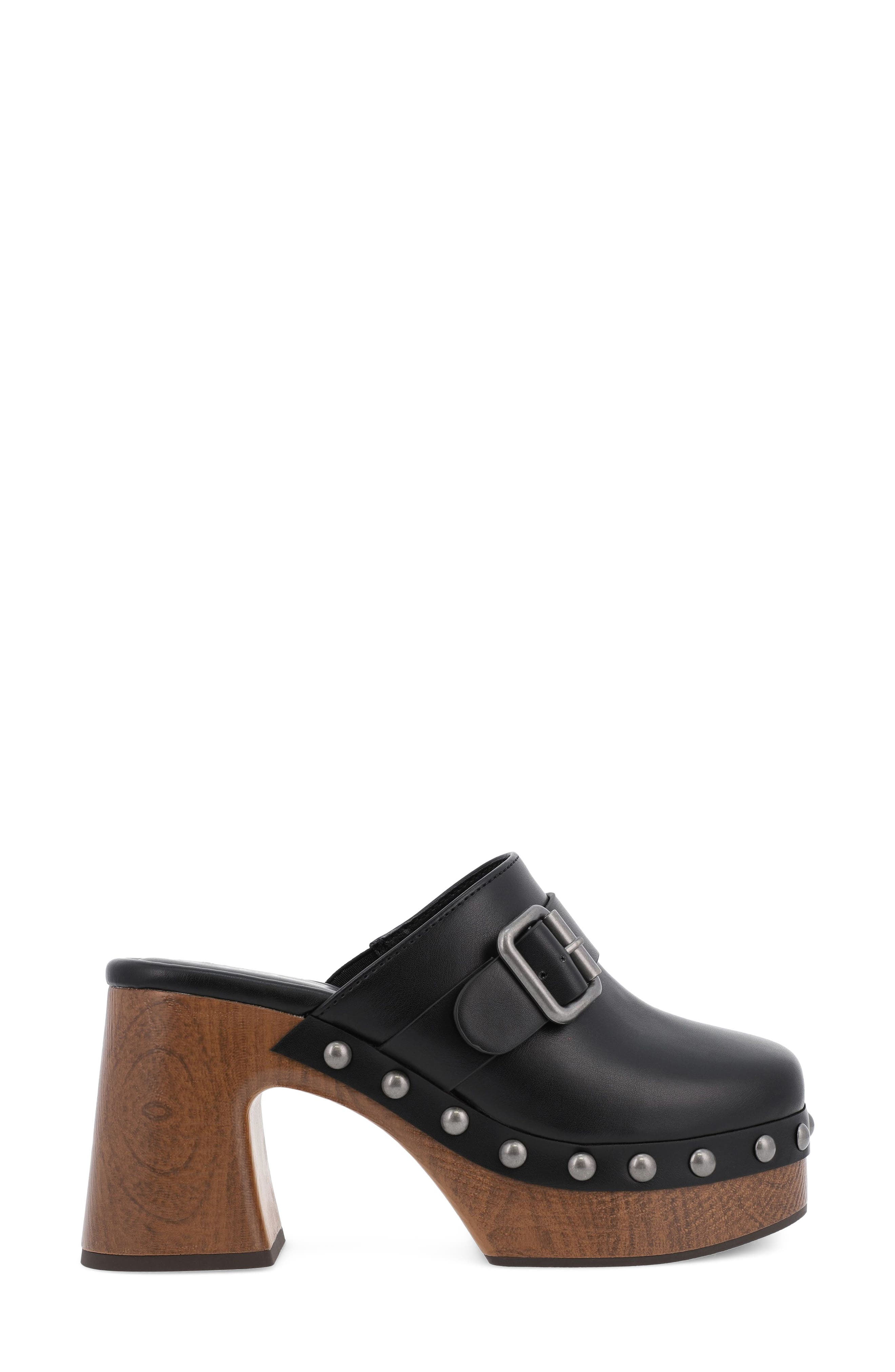 Larina Faux Leather Platform Clog, Alternate, color, BLACK