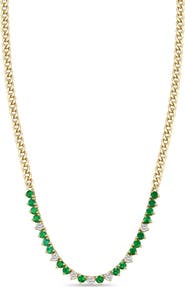 Zoë Chicco Emerald & Diamond Tennis Necklace
