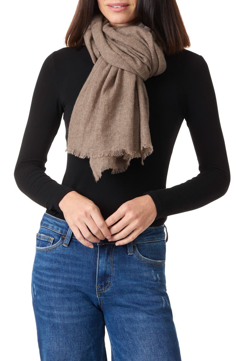 Amicale Cashmere Solid Wrap, Main, color, Brown