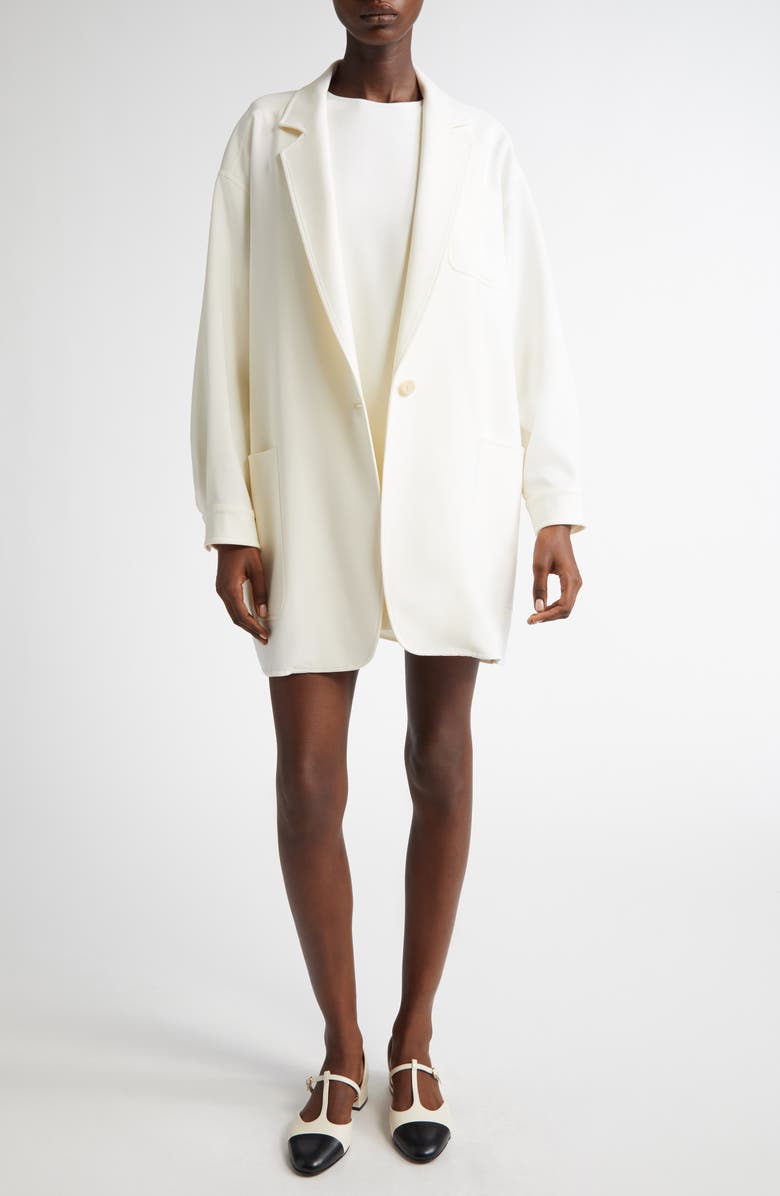 Max Mara Fiuggi Stretch Wool Canvas Minidress, Alternate, color, White