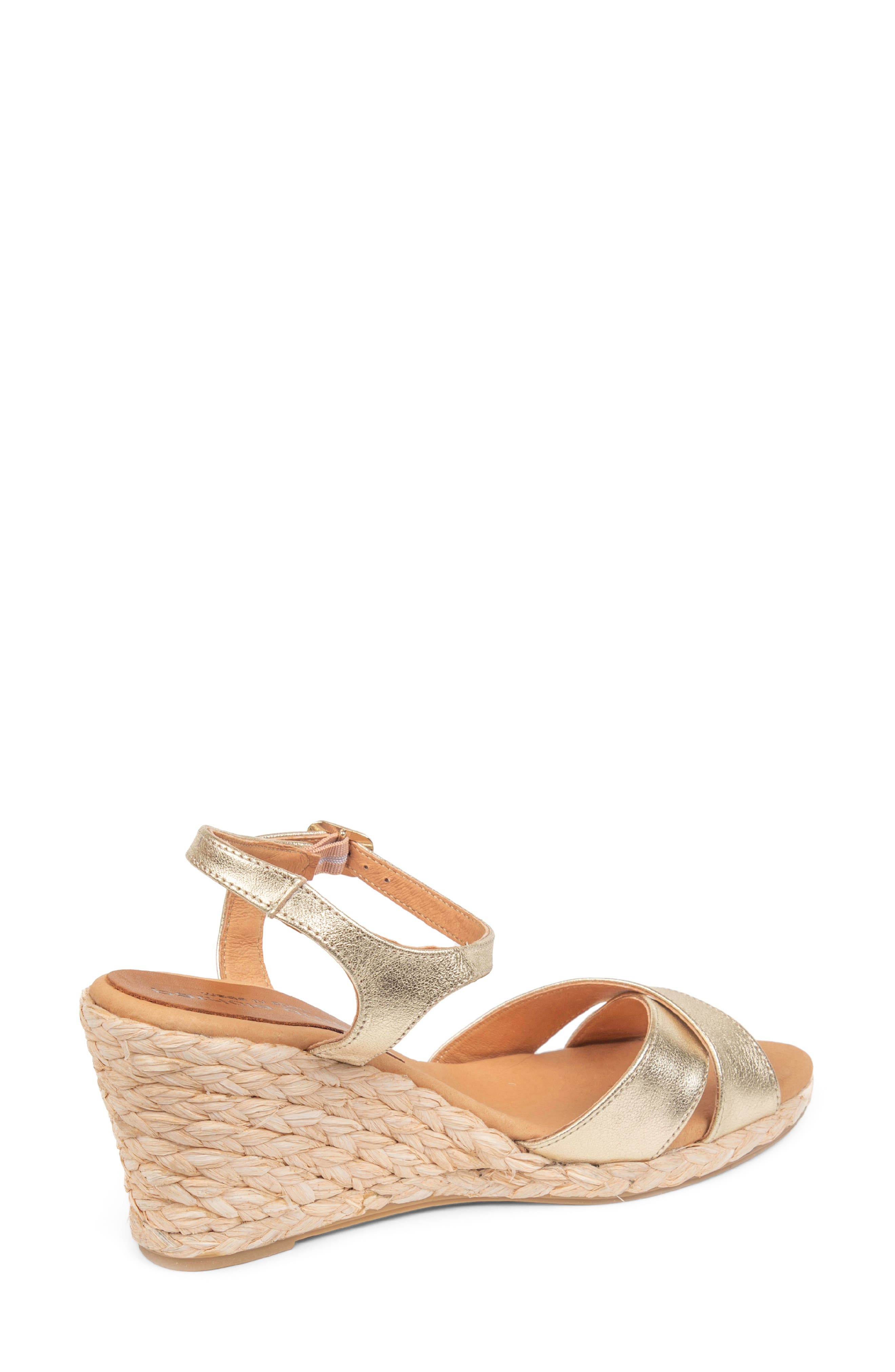 Roma Crisscross Ankle Strap Espadrille Wedge Sandal, Alternate, color, GOLD LEATHER