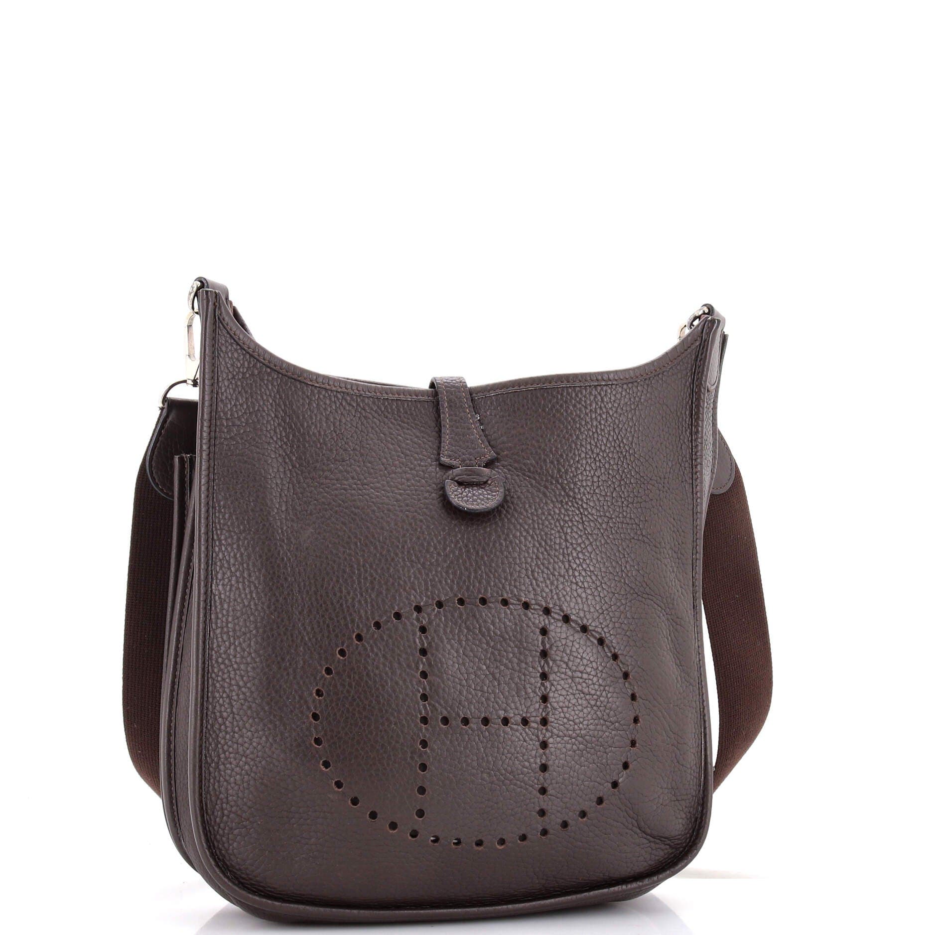 Pre-Owned Hermes Evelyne Bag Gen II Clemence PM, Alternate, color, Chocolat