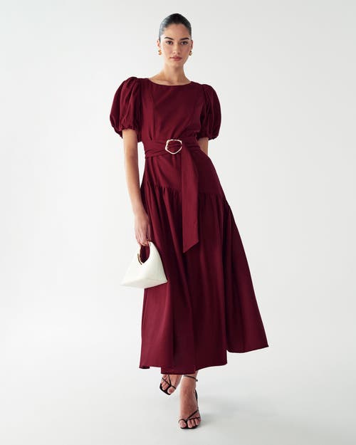 Willa Elona Midi Dress In Burgundy