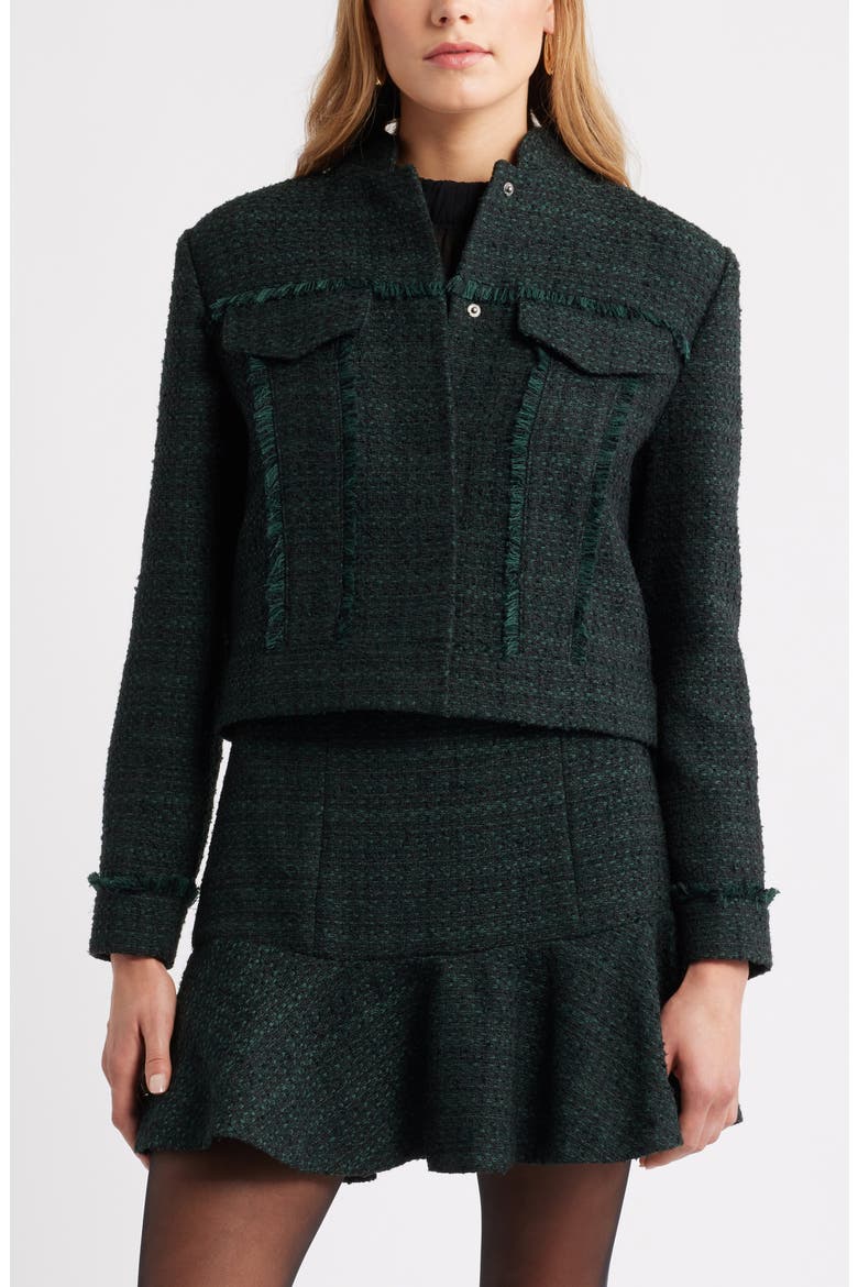 Tweed Bouclé Jacket, Alternate, color, GREEN- BLACK