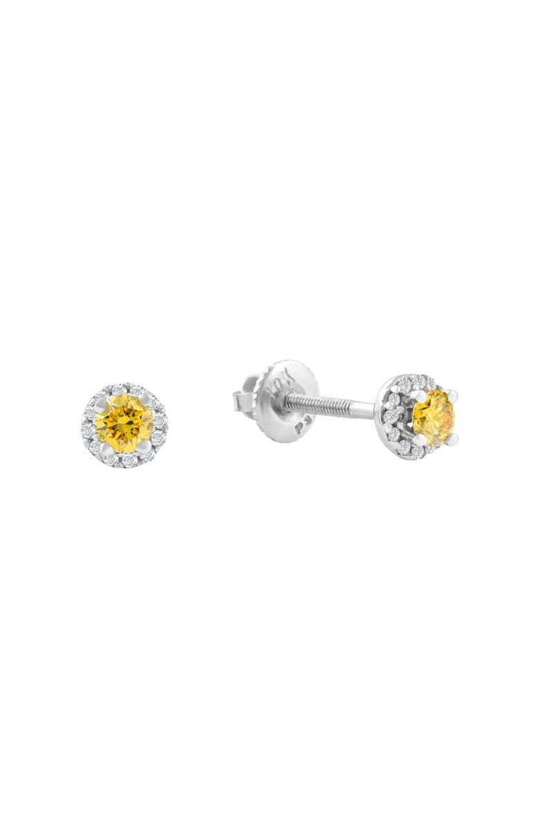Bliss Diamond 1/4 Ct Halo Fancy Lab Grown Diamond Studs 10K Gold, Alternate, color,
