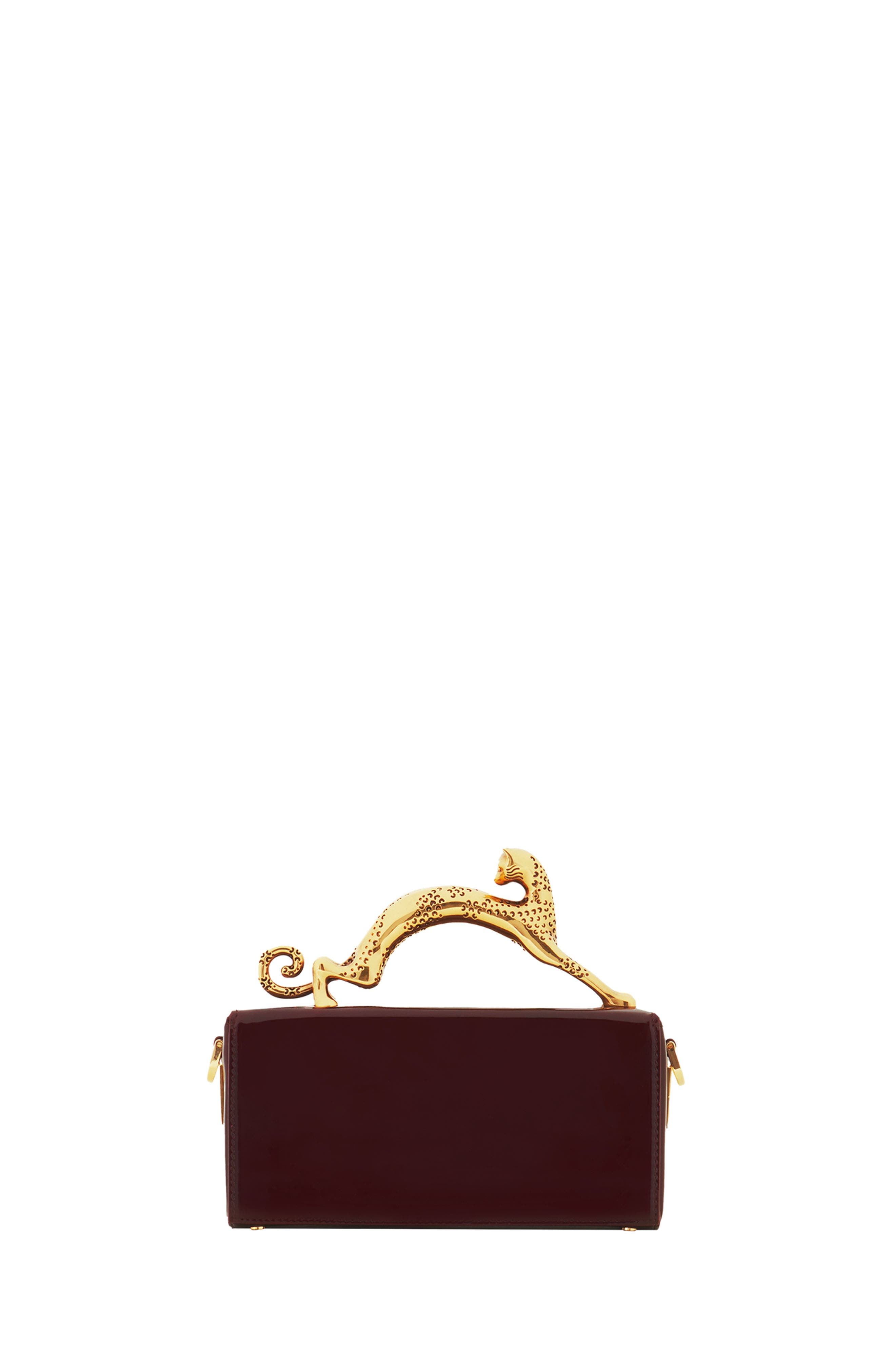 Lanvin Pencil Cat Nano Patent Leather Bag, Alternate, color, Bacchus