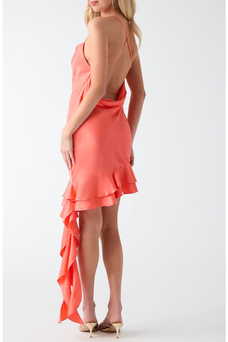 Serria Ruffle Cowl Neck Slipdress, Alternate, color, CORAL