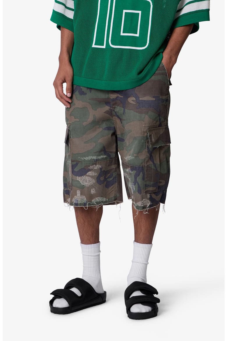 Baggy Distressed Cargo Shorts, Main, color, WASHED CAMO