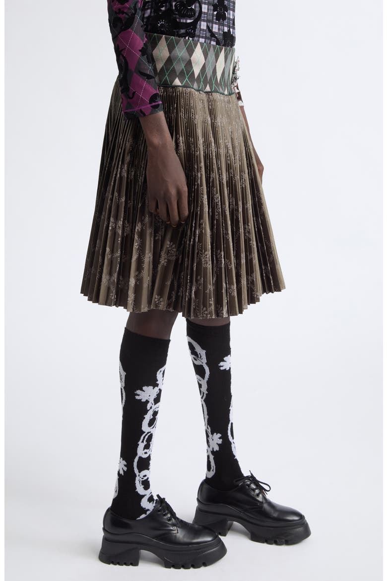 Crescent Pleated Midi Skirt, Alternate, color, BROWN