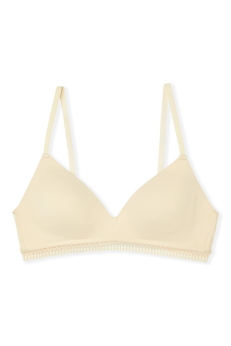 Happily Wireless Stretch Cotton Triangle Bra, Alternate, color, VANILLA