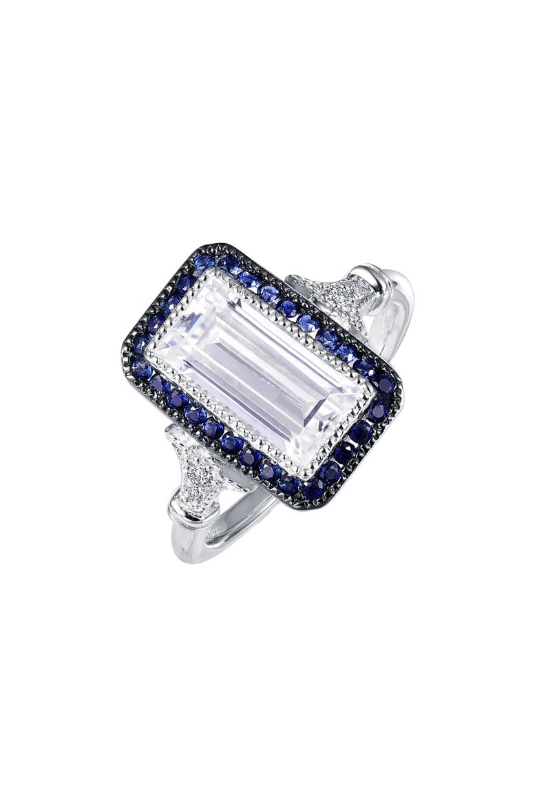 Art Deco Simulated Diamond Ring, Main, color, SILVER/ CLEAR/ BLUE