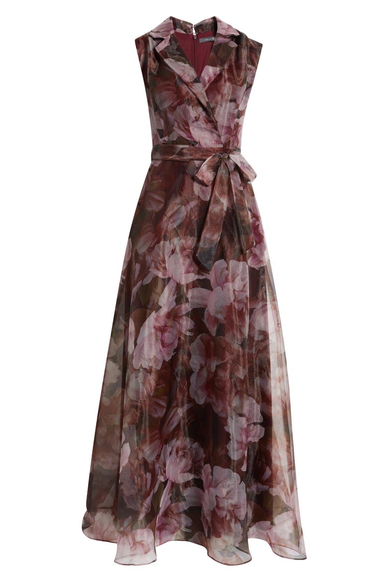 Floral Sleeveless Gown, Alternate, color, BROWN PINK
