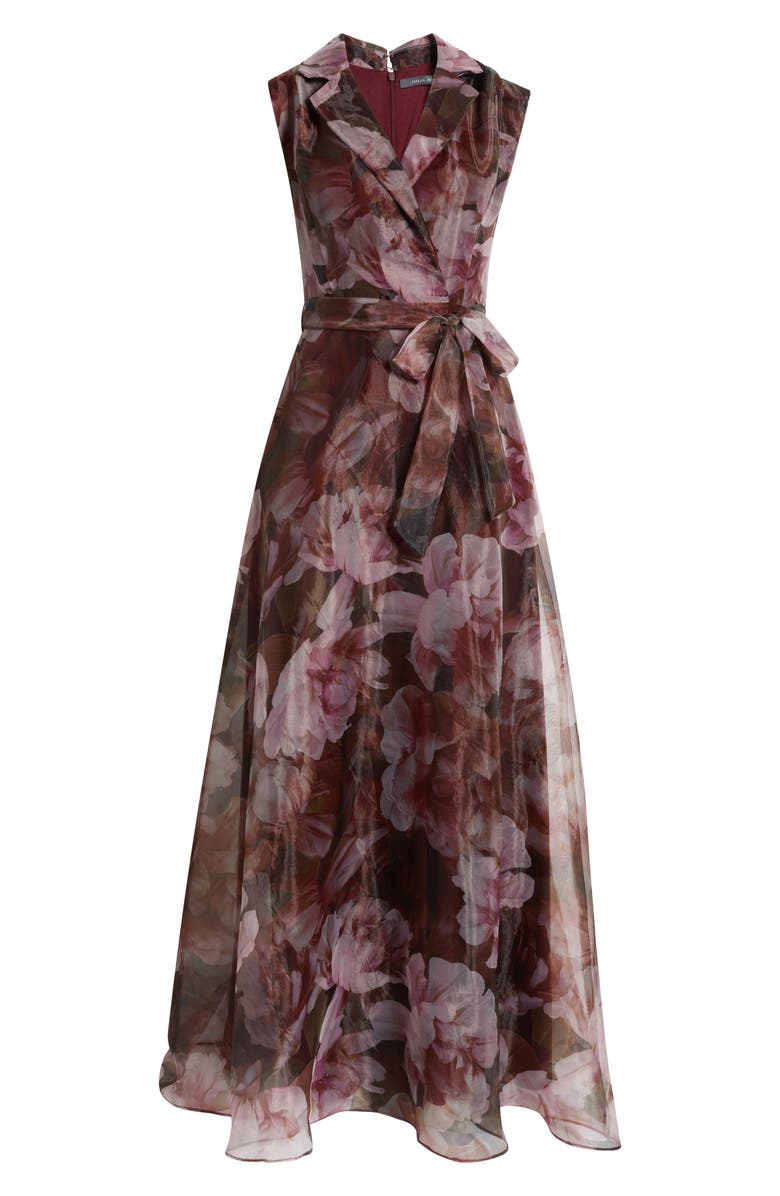 Julia Jordan Floral Sleeveless Gown, Alternate, color, Brown Pink