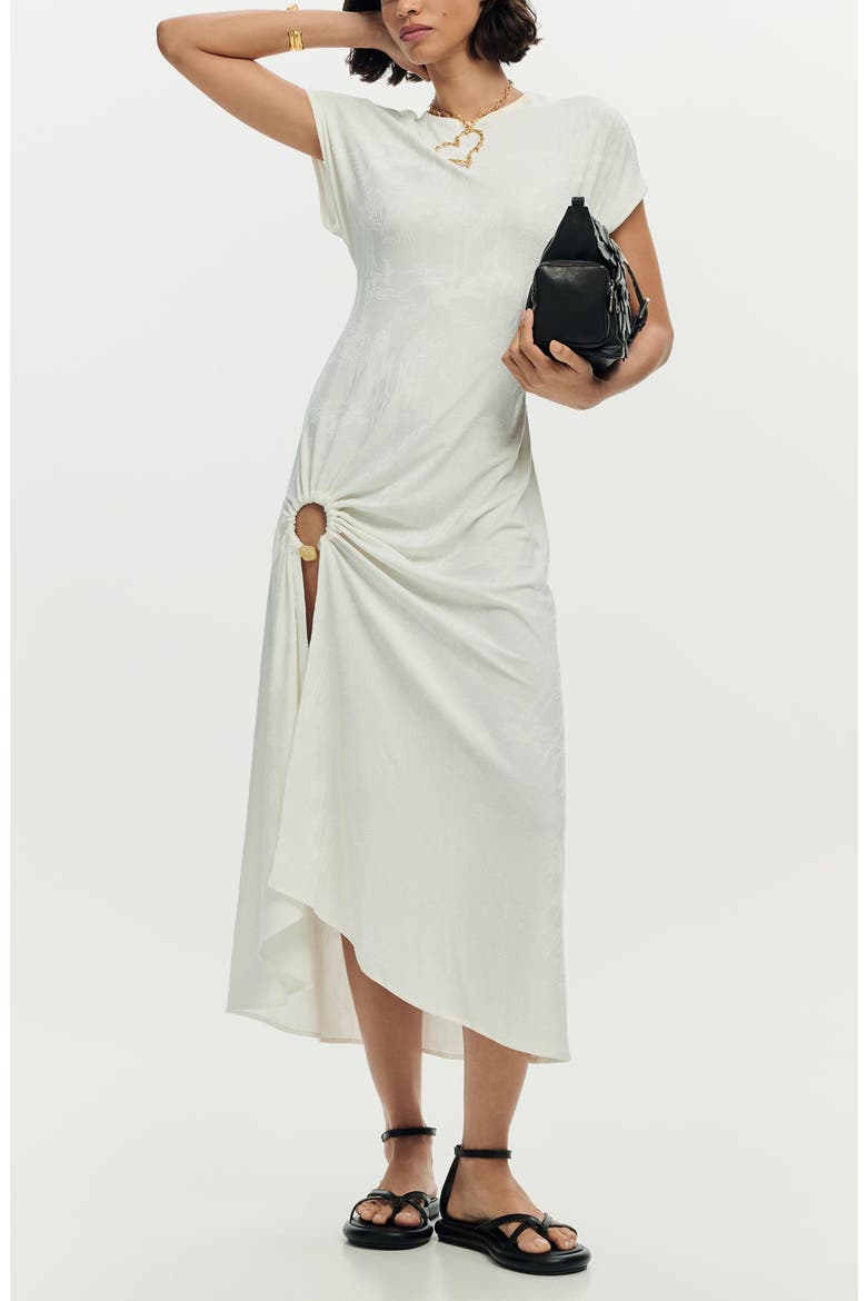 Asymmetric Short Sleeve Dress, Main, color, WHITE