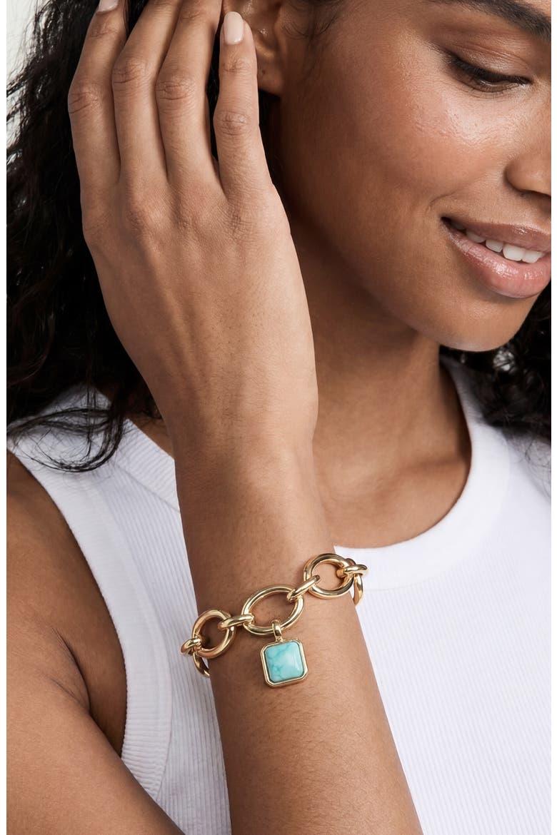 Radiant Reconstituted Turquoise Pendant Link Bracelet, Alternate, color, TURQUOISE