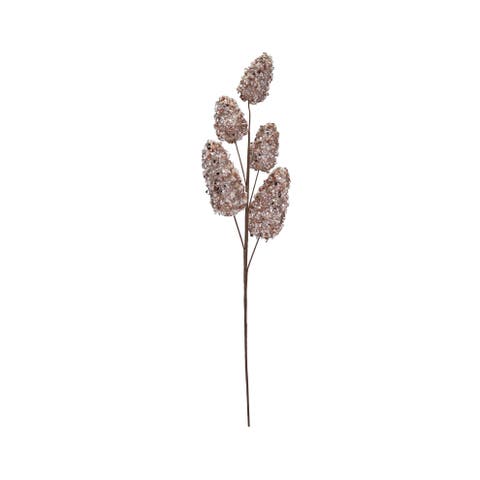 Foam Pinecone Stem with Faux Pearls in Ice Finish, Rose Gold