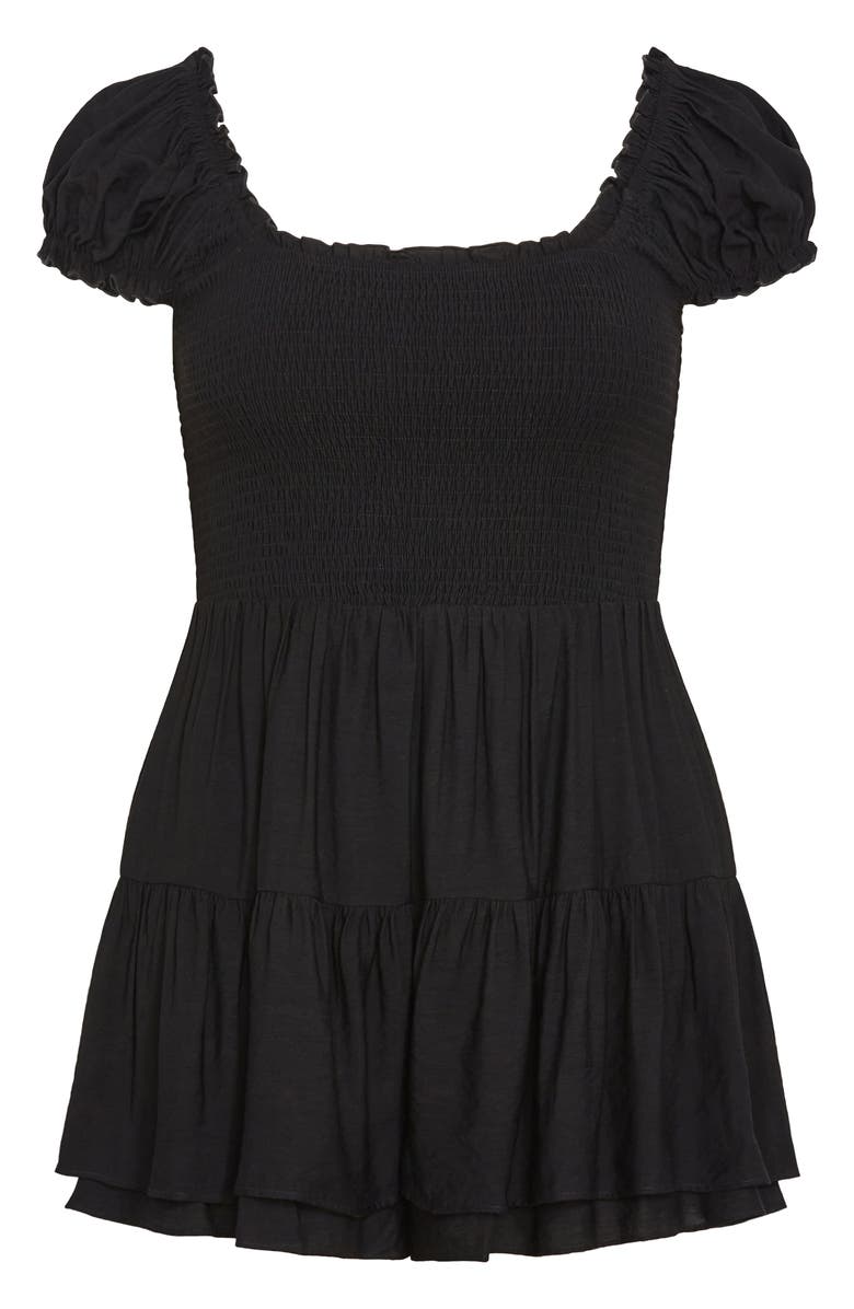 City Chic Zuri Short Sleeve Romper, Alternate, color, Black