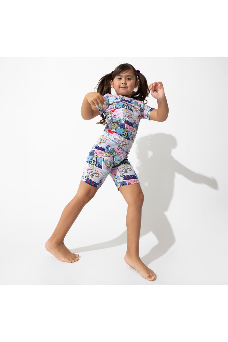 Justice League Heroines Kids 2-Piece Short Sleeve & Shorts Pajama Set, Alternate, color, Justice League Heroines