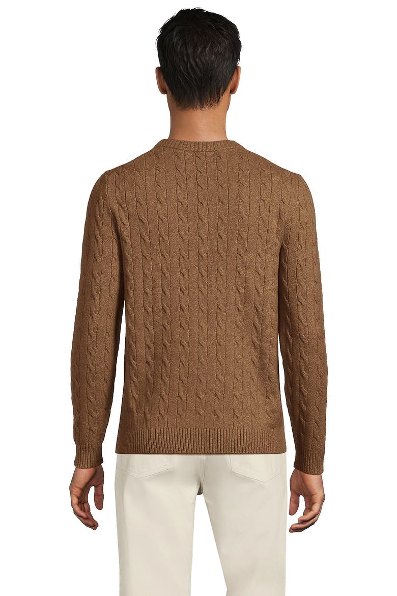 Long Sleeve Cashtouch Cable Crewneck Sweater, Alternate, color, Soft Camel Brown Heather