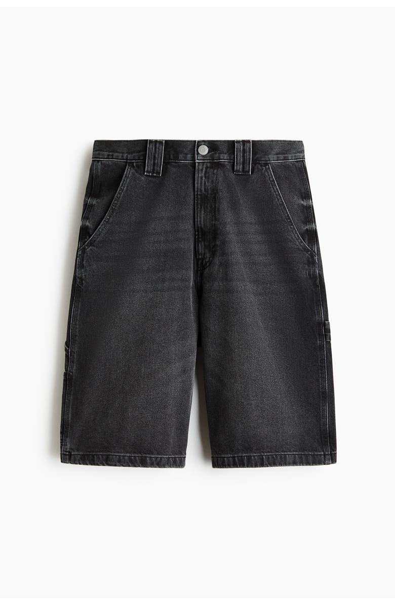 H&M Oversized Fit Carpenter Shorts, Alternate, color, Denim Black