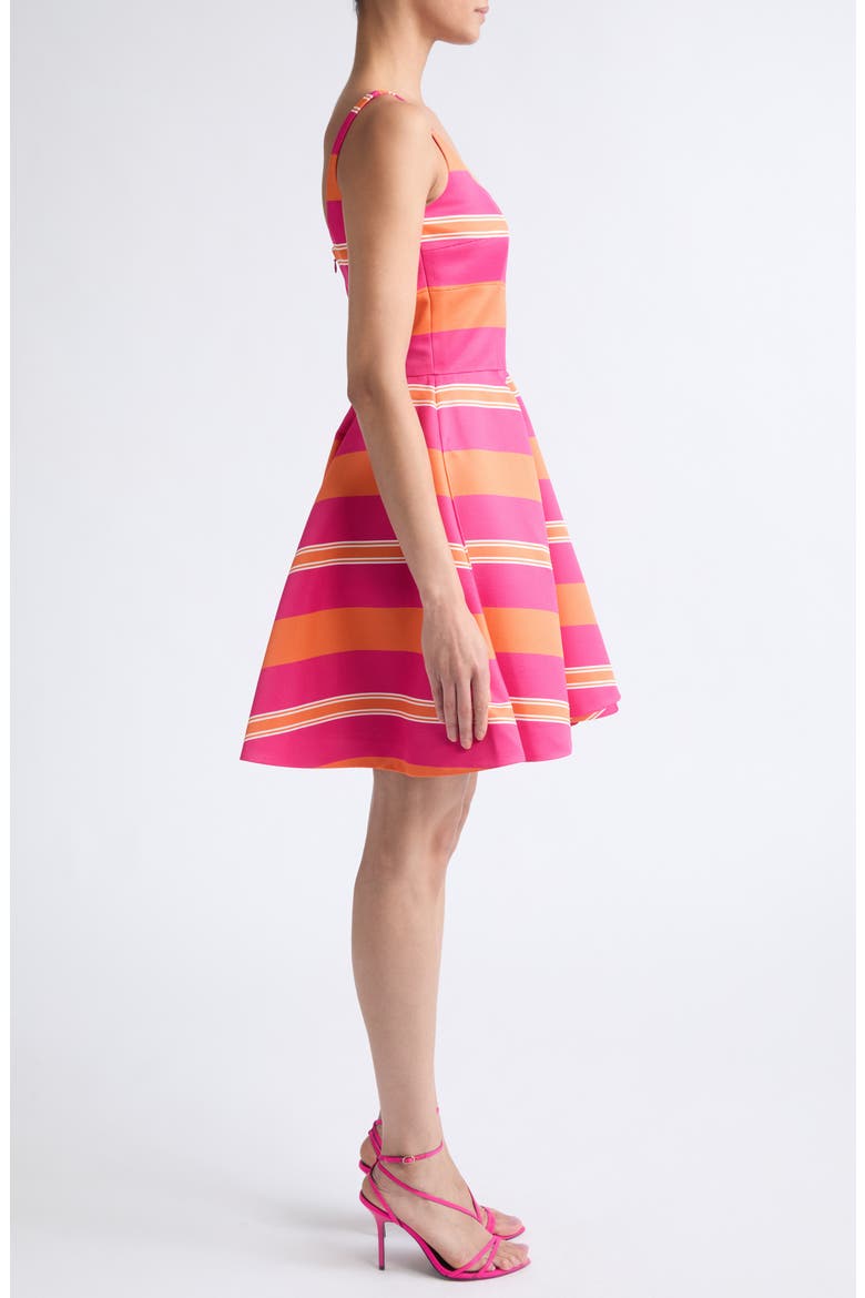 Mona Stripe Taffeta Faille Fit & Flare Minidress, Alternate, color, GRAPHIC STRIPE-HOT PINK ORANGE