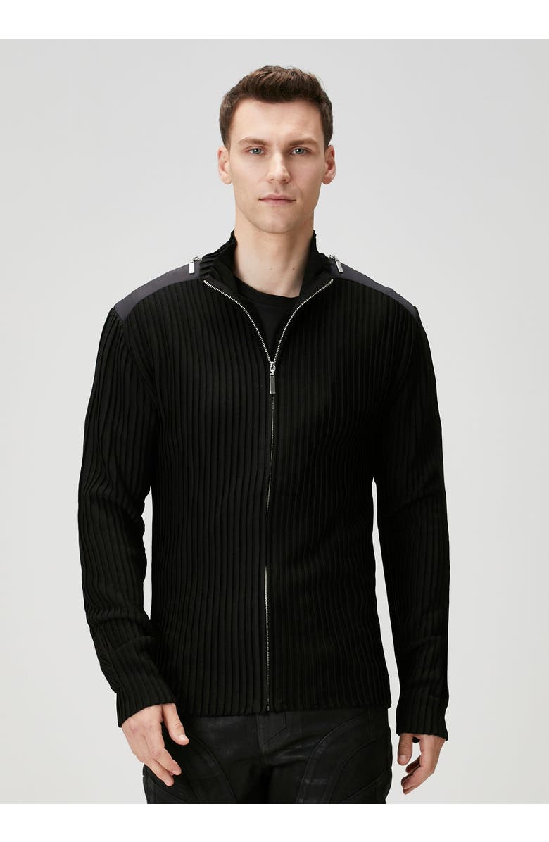 PCFG Knit Cardigan With Zip Detail, Alternate, color, Black