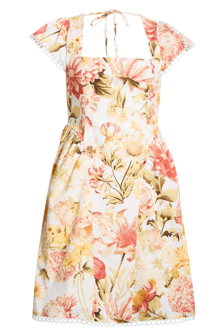 Zury Katey Floral Print Smocked Dress, Alternate, color, CORAL MULTI