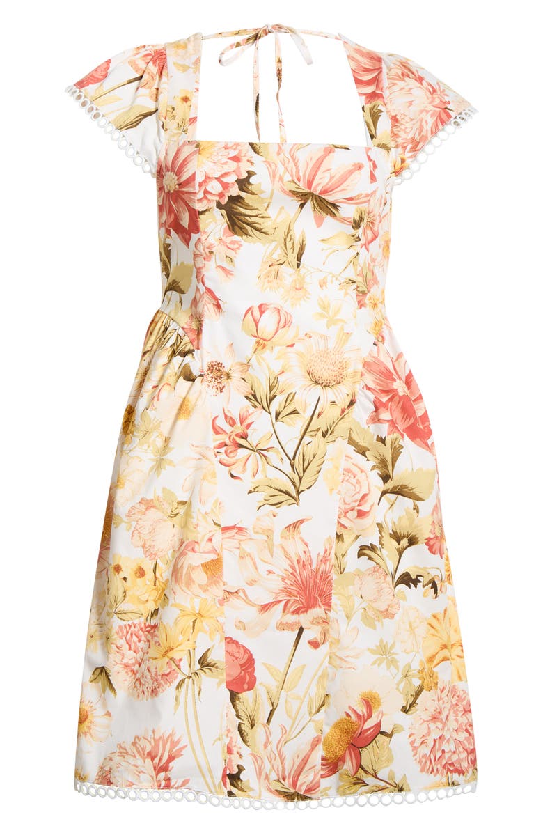 SUGARLIPS Zury Katey Floral Print Smocked Dress, Main, color, 