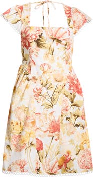 SUGARLIPS Zury Katey Floral Print Smocked Dress