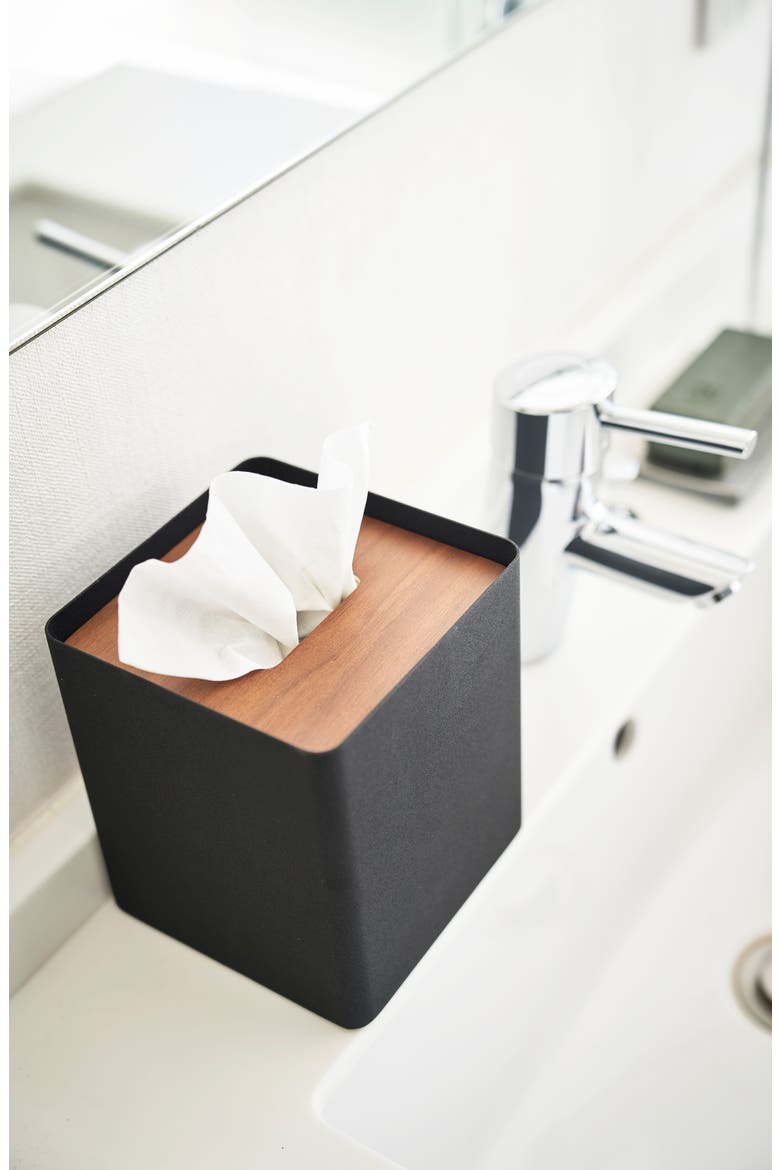Square Tissue Box Case, Alternate, color, WALNUT