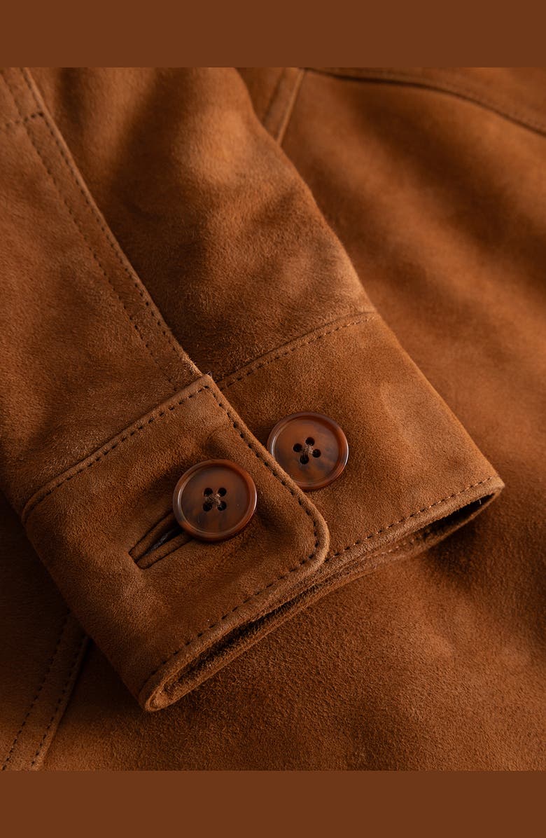 Les Deux Nyle Goatskin Suede Coach's Jacket, Alternate, color, Brown