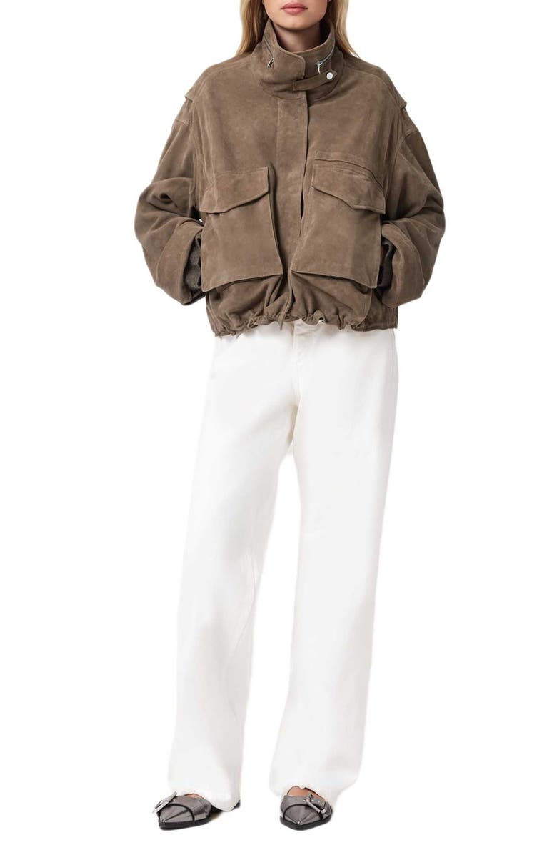AllSaints Clay Suede Jacket, Alternate, color, Walnut Brown