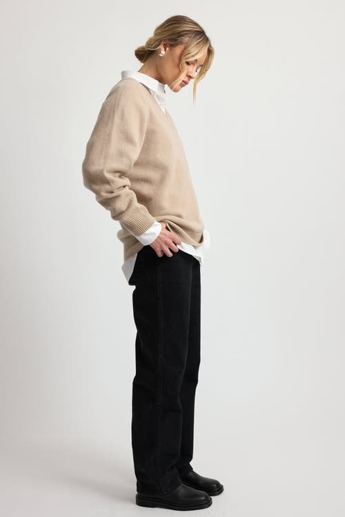 Almina Concept Wool V Neck Sweater In Beige