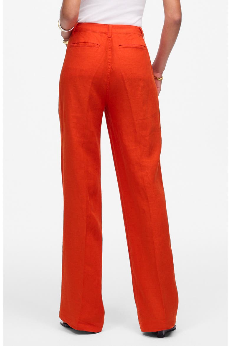 Patch Pocket Linen Flare Pants, Alternate, color, BRIGHT FLAME