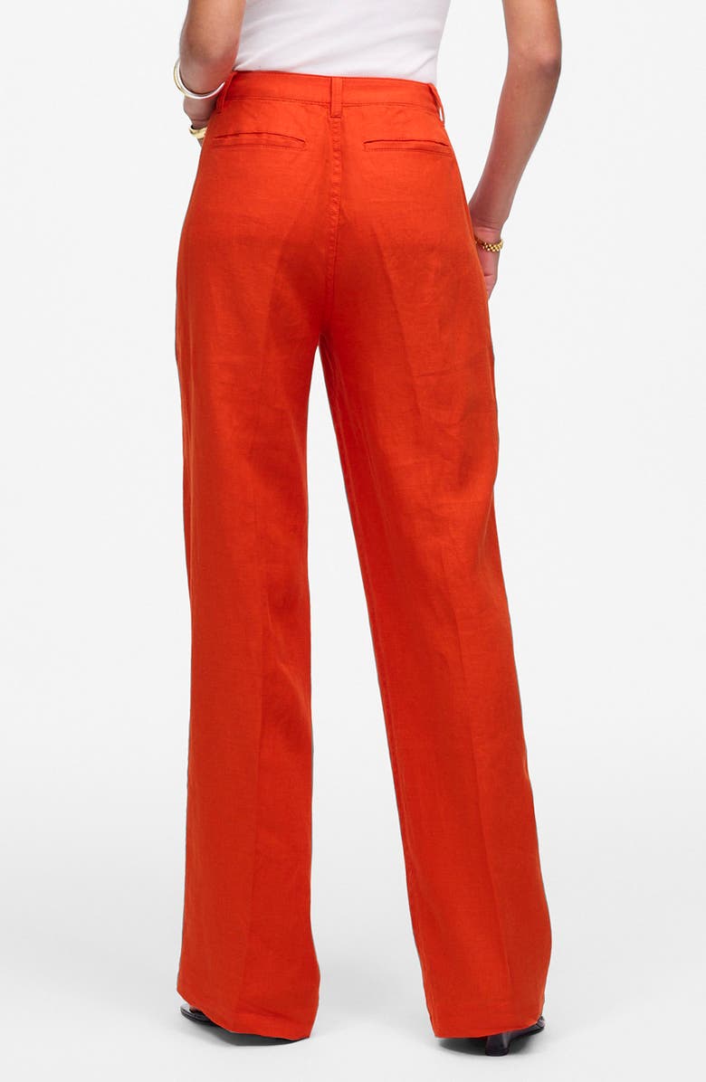 Madewell Patch Pocket Linen Flare Pants, Alternate, color, Bright Flame
