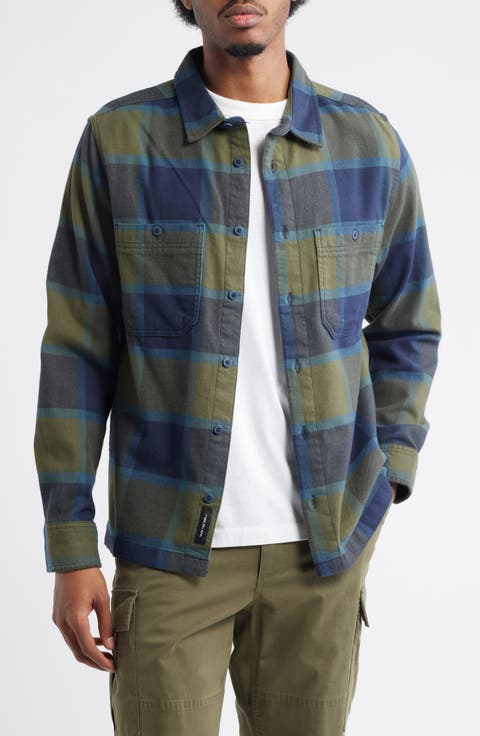 Larkspur Plaid Stretch Cotton Flannel Button-Up Shirt