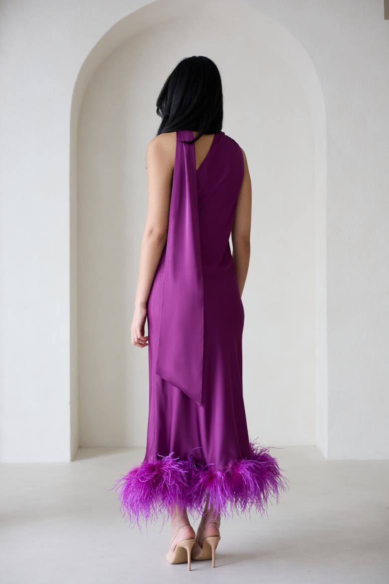 Liya One Sleeve Silky Maxi Dress in Amethyst, Alternate, color, Amethyst