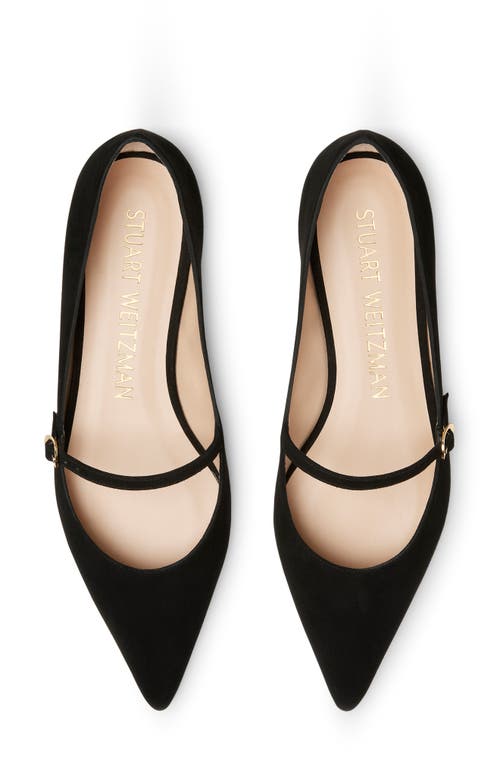 Stuart Weitzman Emilia Leather Mary Jane Point-toe Flats In Black/black