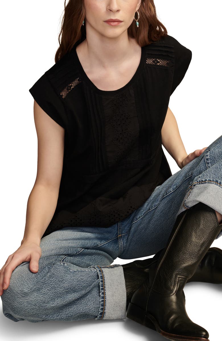 Lucky Brand Embroidered Peplum Top, Alternate, color, 