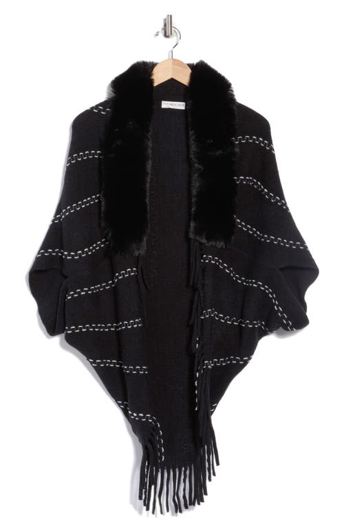Patrizia Luca Faux Fur Fringe Cape In Black