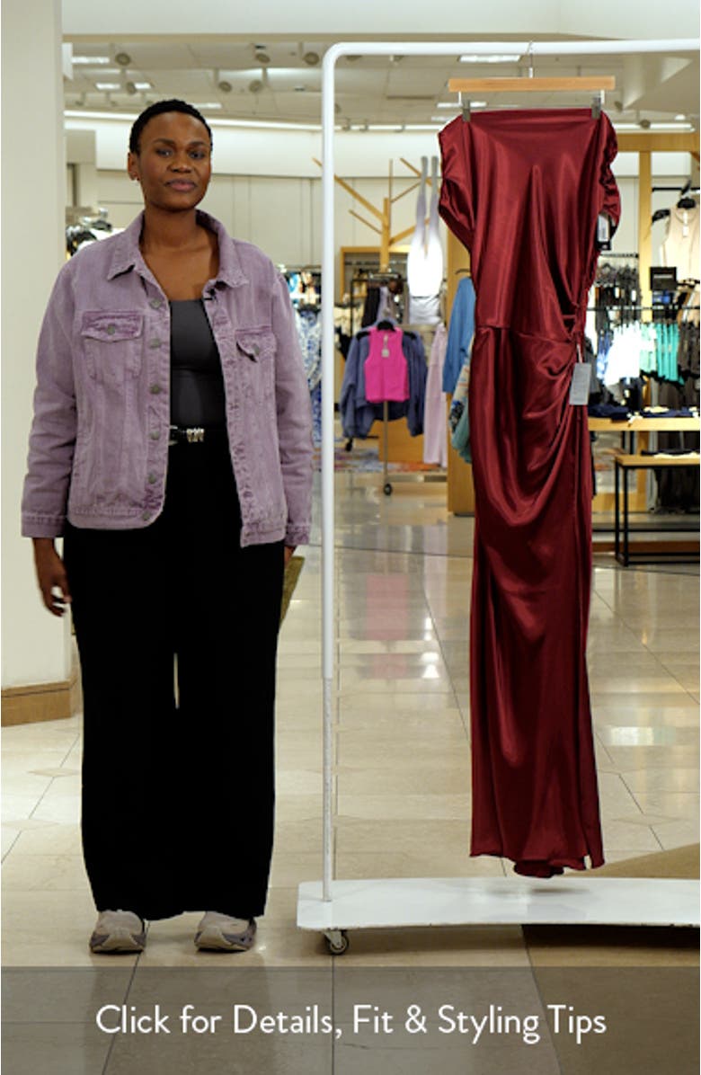 One-Shoulder Satin Sheath Gown, sales video thumbnail