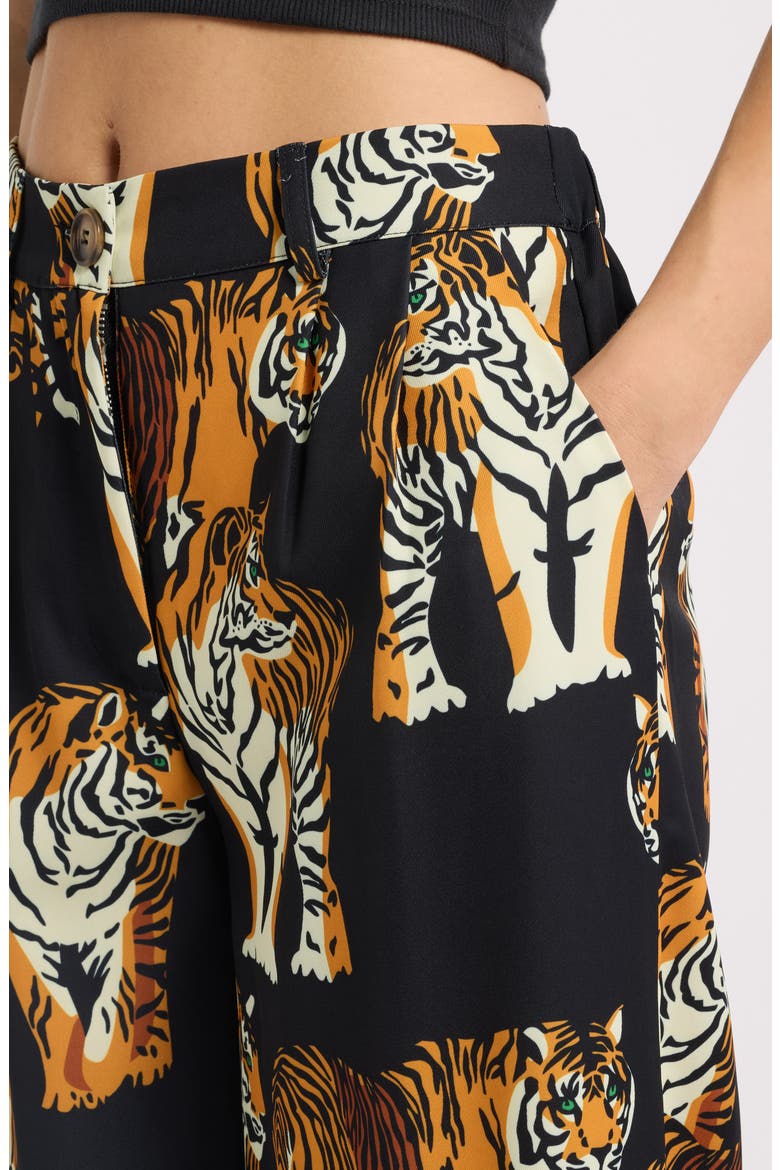 Never Taking These Off Tiger Tales Wide Leg Trousers, Alternate, color, BLACK TIGER TALES