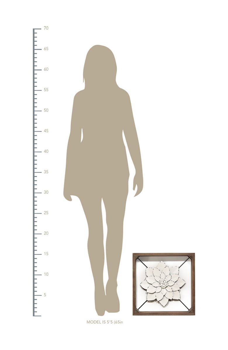 PARKLAND COLLECTION Dark Walnut/White Framed Metal Flower, Alternate, color, White