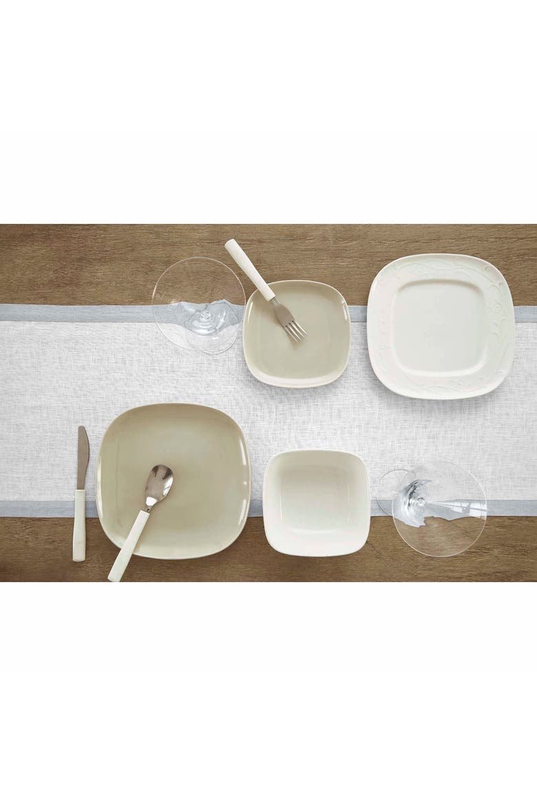 Linen Table Runner - Classic, Alternate, color, Soft Grey and White