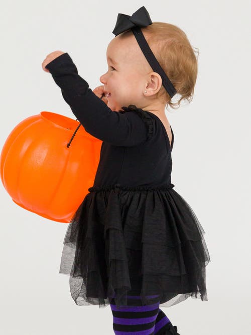 Rufflebutts Baby Girls Flutter Tulle Long Sleeve Twirl Romper In Black