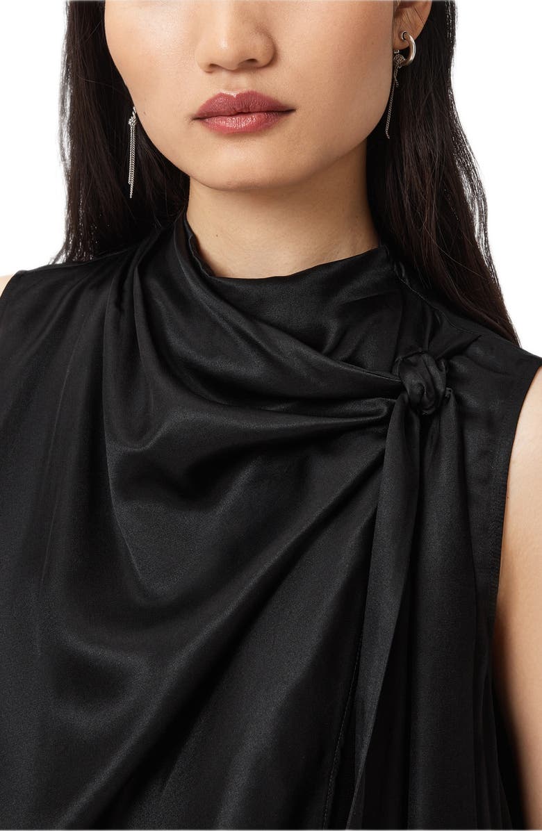 AllSaints Herela Tie Neck Sleeveless Satin Top, Alternate, color, Black