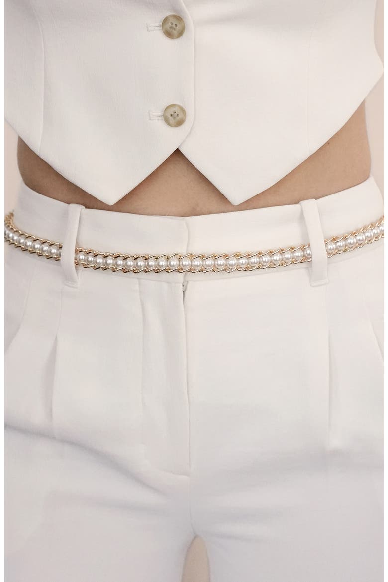 Imitation Pearl Chain Belt, Alternate, color, GOLD